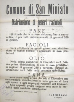 Manifesto per la distribuzione di generi alimentari razionati