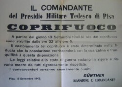 Manifesto del Comando Tedesco di Pisa per un nuovo orario del Coprifuoco